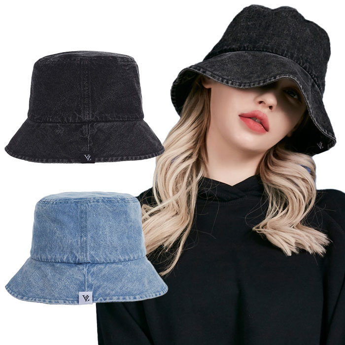 VARZAR / Stone wash denim bucket hat デニム バケットハット ストーンウォッシュ オーバーフィット シンプル 帽子 カジュアル ユニセックス 人気 韓国ファッション 春 夏 秋 冬 韓国ブランド バザール ブラック 白