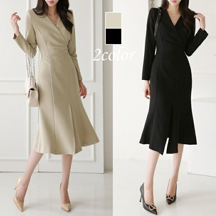 ワンピース 結婚式 秋冬 パーティードレス 卒園 入園 入学 卒業 長袖 七五三 披露宴 謝恩会のサムネイル