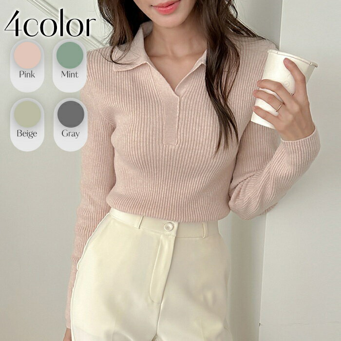 ニット レディース 秋冬 タイト リブニット カジュアル 長袖 きれいめ カジュアル