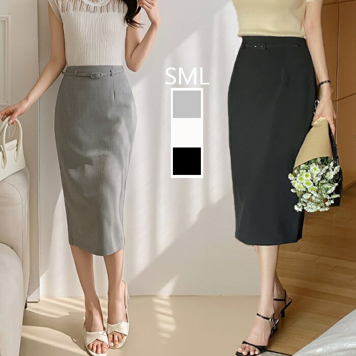 スカート 春 きれいめ タイト ベルトセット 膝丈 秋 オフィス ひざ丈 結婚式 二次会 お呼ばれ パーティー 通勤 披露宴 式典 セレモニー