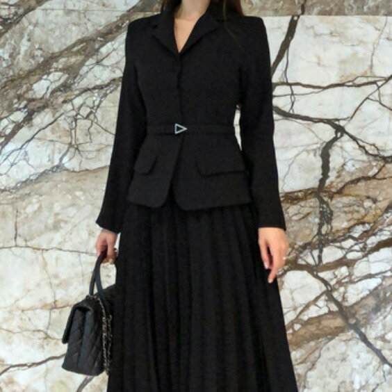 クライマックスセール再値下げ 結婚式ワンピース パーティードレス ドッキングワンピース プリーツワンピ ロングワンピース ロングワンピ 入卒園式 ベルトセット ロング丈 謝恩会 披露宴 オフィス ジャケットワンピ きちんと 記念日コーデ 韓国ファッション 大人女子 大人