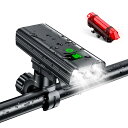 自転車 ライト 充電式 Type-C 5600mAh 大容量 自転車ヘッドライト 4つ強力ランプ 明るい 5段階調光 電池残量表示 テールライト付き LED