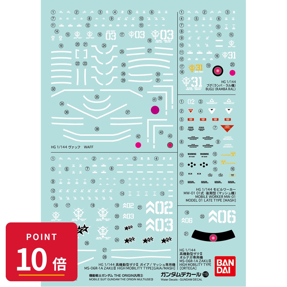 Rakuten - 【エントリーで全品P10倍】バンダイスピリッツ ガンダムデカール No.119 機動戦士ガンダム THE ORIGIN 汎用3 HG 1/144 バンダイスピリッツ 水転写式 最強翌日配送 新品 正規品 【RSL】