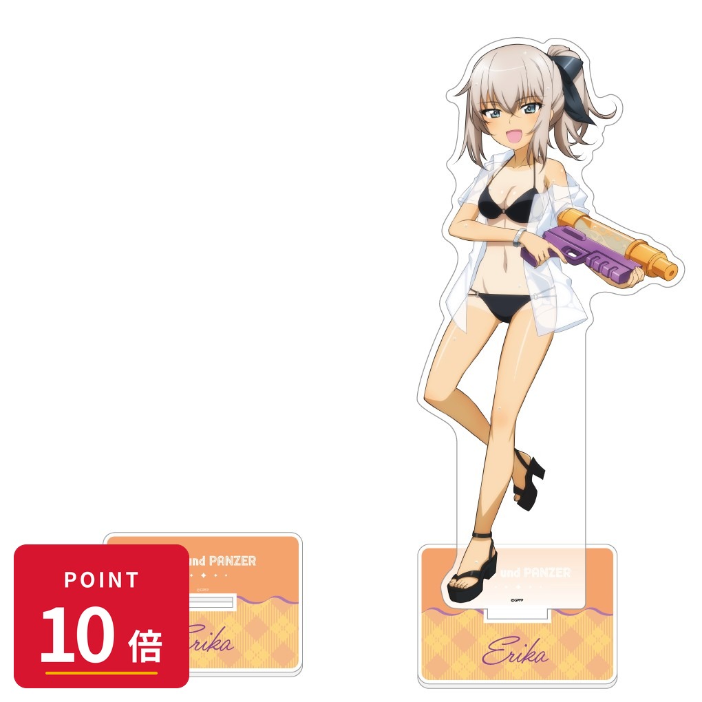Rakuten - 【エントリーで全品P10倍】【予約】 カーテン魂 ガールズ&パンツァー 最終章 描き下ろし特大アクリルスタンド (逸見エリカ/水鉄砲 日焼けVer.) グッズ 【2026年8月発売予定】