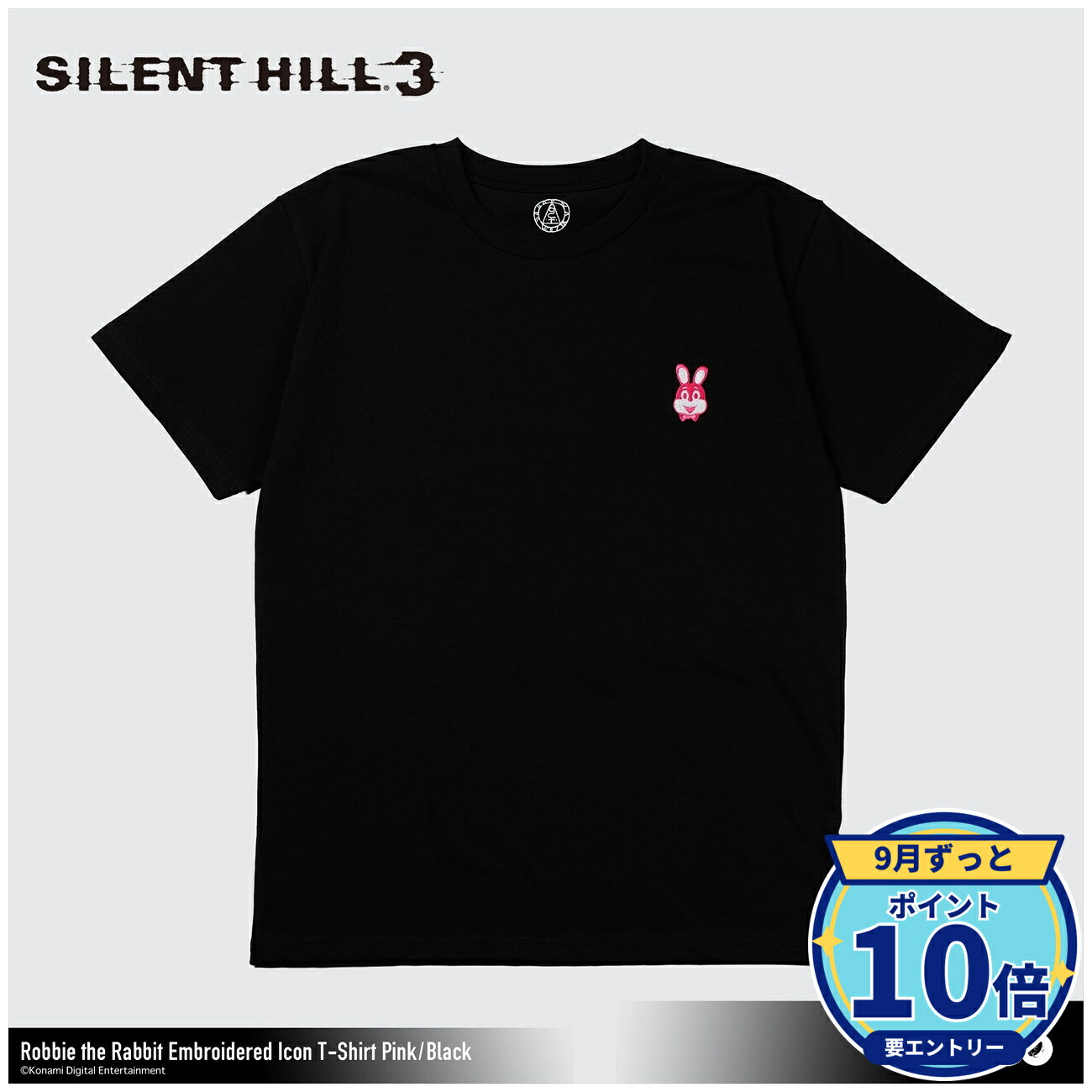 【9/16予約締切】【エントリーでP10倍】【予約】 Gecco SILENT HILL 3/ ロビー・ザ・ラビット 刺繍アイコン Tシャツ(ピンク/ブラック)S グッズ 【2026年12月発売予定】