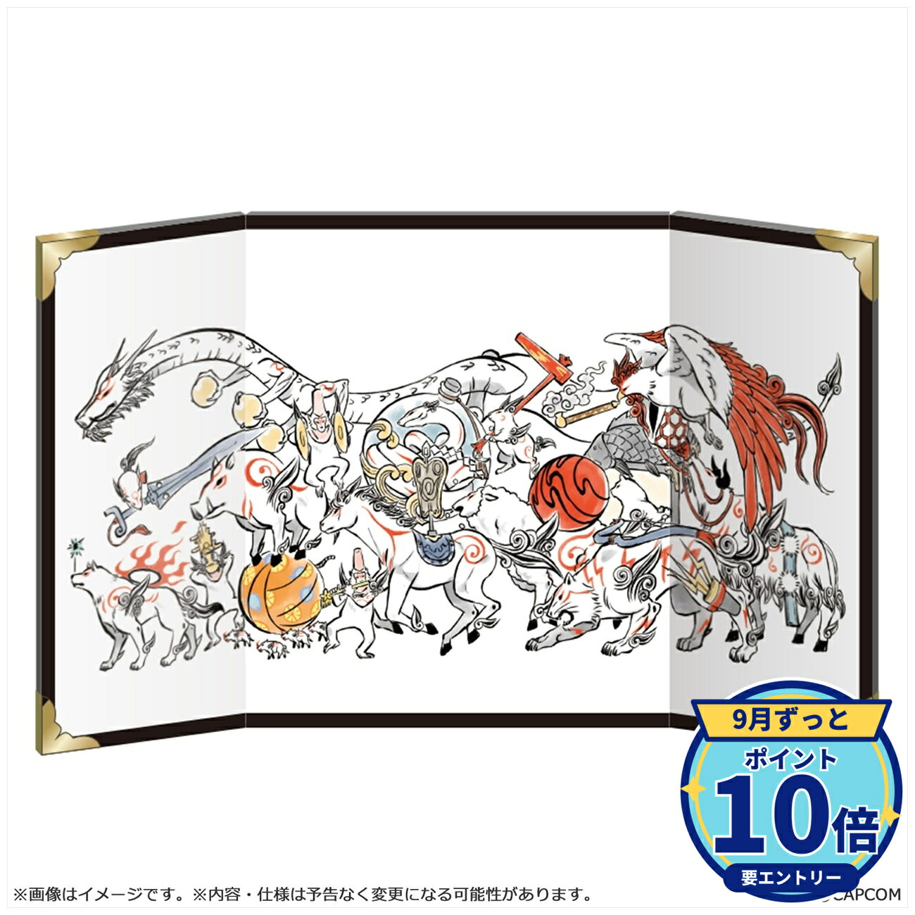 【エントリーでP10倍】【予約】 カプコン 【大神 20周年記念 復刻アート企画】 ミニ屏風 筆神大行進 ~大神 10周年よ…