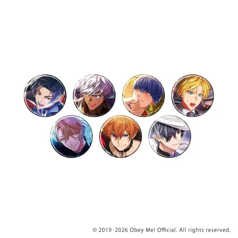 【マラソン★最大500円OFFクーポン】【予約】 A3 缶バッジ「Obey Me! Nightbringer」50/ブラインド(全7種)(公式イラスト) BOX入数:7 7個入り グッズ 【2026年12月発売予定】