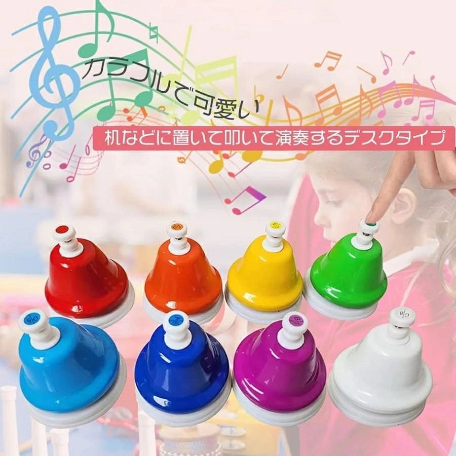 8音のタッチ式ミュージックベルです。机などの上に置き、キャップをたたいて演奏するベルです。置き方を工夫することで様々な演奏が可能で、動きやあそびの要素を取り入れやすいです。カラフルでかわいいベルです。子供の音楽のリズムと知覚を促進することも期待できます。バリエーションコード : 2BJXIRQLKR8音のタッチ式ミュージックベルです。机などの上に置き、キャップをたたいて演奏するベルです。置き方を工夫することで様々な演奏が可能で、動きやあそびの要素を取り入れやすいです。カラフルでかわいいベルです。子供の音楽のリズムと知覚を促進することも期待できます。