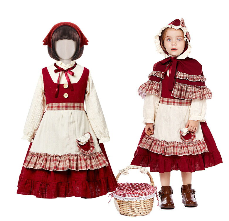 商品詳細子供赤ずきんコスプレ ワンピース内容シャツ、ワンピース、エプロン、頭巾ケープ追加可能サイズ（cm）XS：バスト58　ウエスト56　着丈62　身長95-110　体重20KG以内S：バスト64　ウエスト61　着丈67　身長105-125　体重20-25KG以内M：バスト76　ウエスト70　着丈73　身長120-140　体重25-30KG以内L：バスト84　ウエスト78　着丈78　身長135-150　体重30-40KG以内モデル身長107cm、体重19KG、XS着用。素材綿　ポリエステル注意事項※注文の時、色とサイズ、送付先等に間違いあるか、ご確認ください。 ※撮影の環境とお使いのモニターの設定状況により、実際のカラーの色味と異なる場合ございます。 ※ポケットありの衣装も縫い付られてある場合がございます。工場大量生産の物はミシン1本かけてある事もあります。※海外製品は より裁縫や仕立てに甘さ（ほつれあること）がございます、在庫管理条件や運送状況によりシワが出ることもございます。ご理解頂き、お買上げください。※複数店舗を運営しております為、万一、商品の品切れの場合、 別途メールにてご報告させていただきます。どうかご容赦ください。※注文後24時間以上（休、祝日は除く）弊社からご注文お礼のメールが受信出来ていない場合、ドメインの設定をご確認ください。