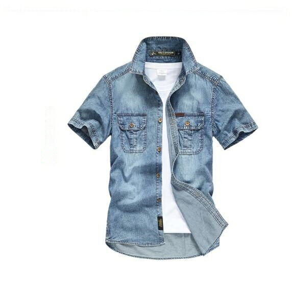デニムシャツ 半袖 メンズ トップス メンズファッション 人気 ライトブルー ダークブルー ブルー M L XL 2XL 3XL 4XL 5XL