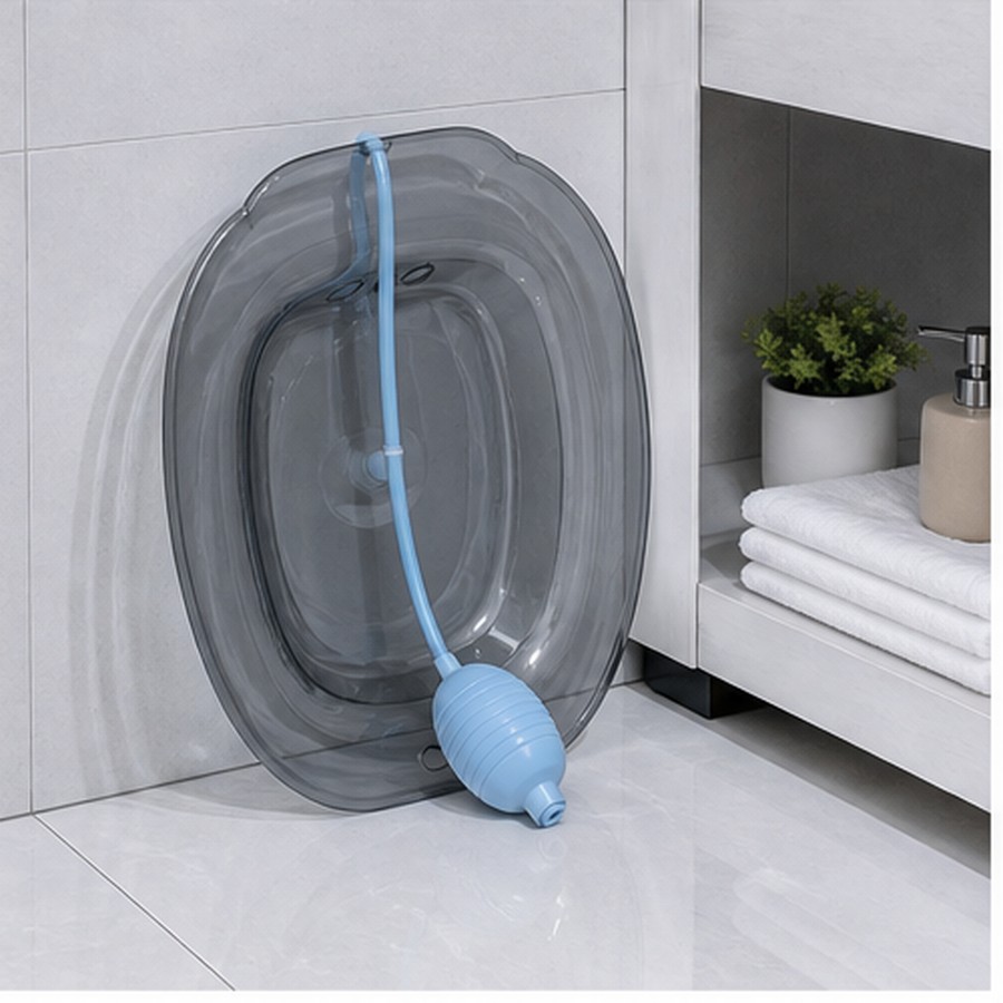 Septa Storeの座浴ボウル トイレ用洗浄ボウル35.5x39x10cm 便座に置けるバス用品 持ち手付き お手入れ用品 省スペース 家庭用 衛生用品として日常ケアをしやすい 使いやすい 浴室用品｜アングル2