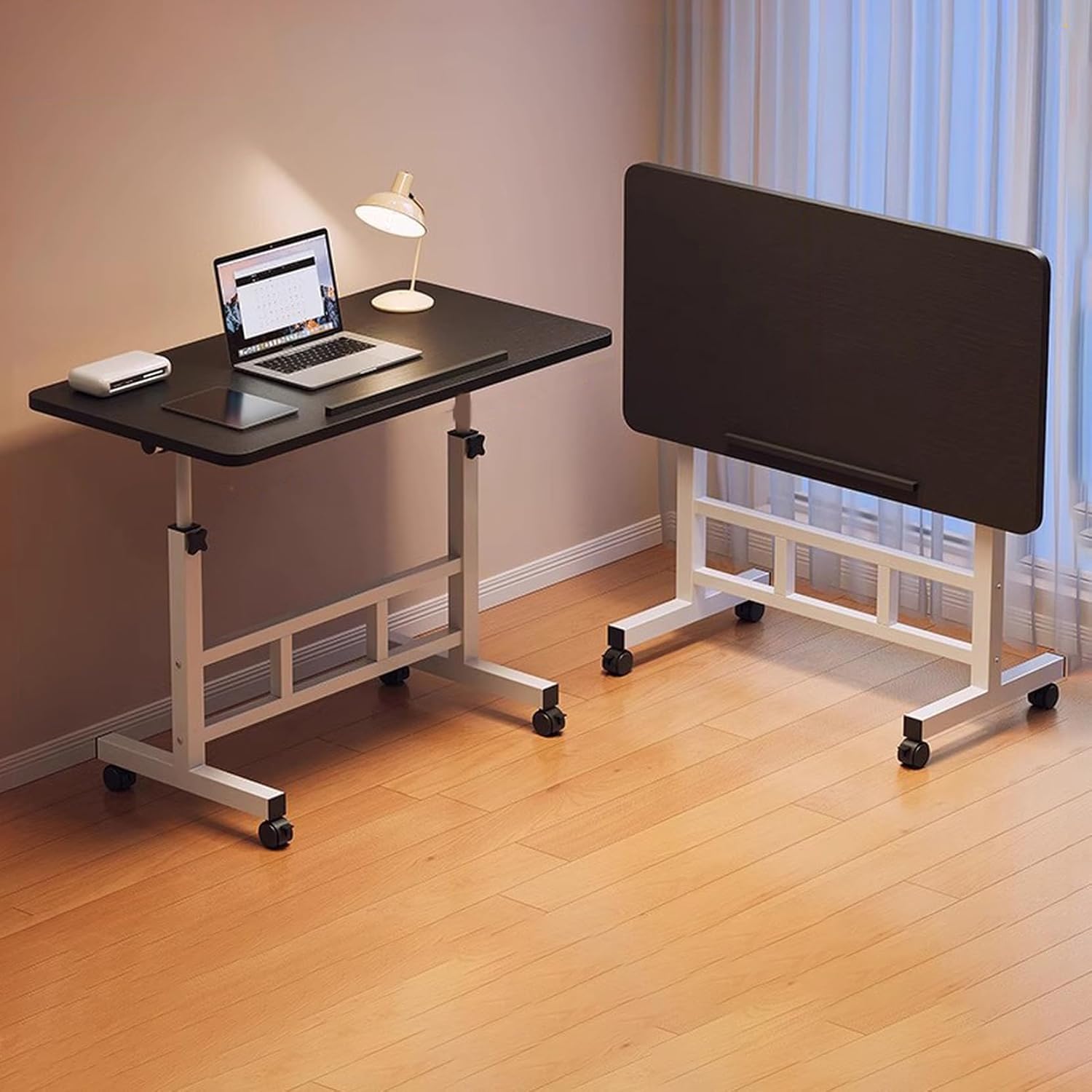 パソコンデスク ワークデスク 80*40*65cm 収納 机 PCデスク ビンテージ シンプルデスク オフィスデスク 昇降式デスク サイドテーブル 折りたたみ ホームオフィス用デス テーブル ブラック