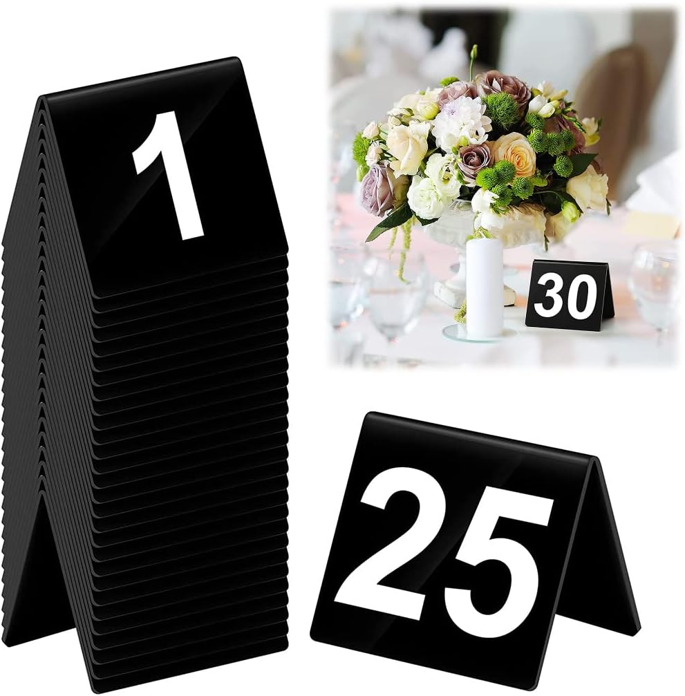 テーブル番号 席札 番号札 テーブルナンバーサイン 8x8cm 座席カード テントカード テーブルナンバー プレート両面アクリル番号記号 1~10 30 50 摩耗しにくい 防水 100