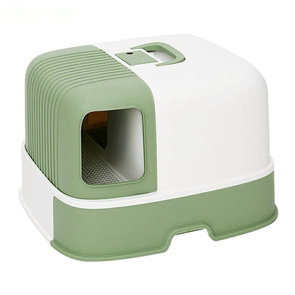 猫トイレドーム型猫用トイレ本体清潔掃除しやすい飛び散らない足に砂残らないフルカバー大型猫臭い防止折りたたみスコップ付き完全密閉砂落とし廊下猫用品グリーン
