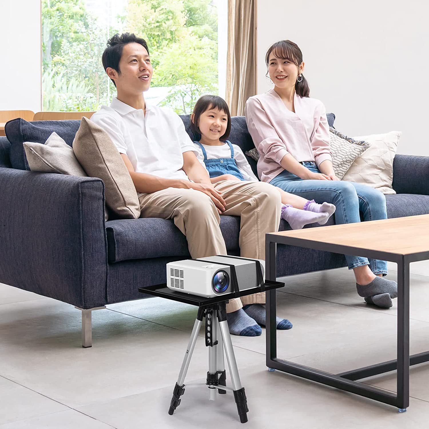 プロジェクター台 三脚式 プロジェクタースタンド 3段階 高さ調整可能 耐荷重15KG ...