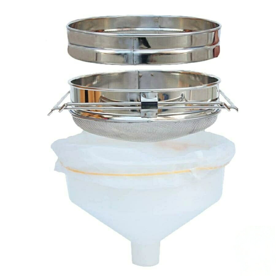 養蜂 器具 蜂蜜 こし器 ワックス はちみつ ろ過器 3重ステンレス 蜜こし器 園芸 ふるい 3段ブラシ