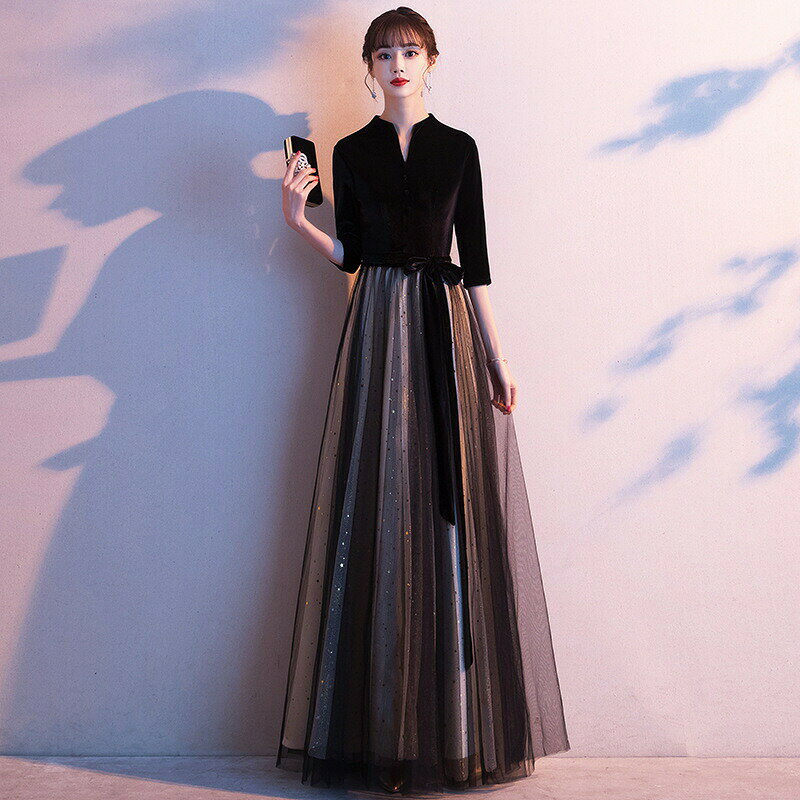 パーティードレス ドレス レディース 華やか 上品 エレガント パーティー ワンピース ロング 袖あり ロング丈 結婚式 服装 お呼ばれ 二次会