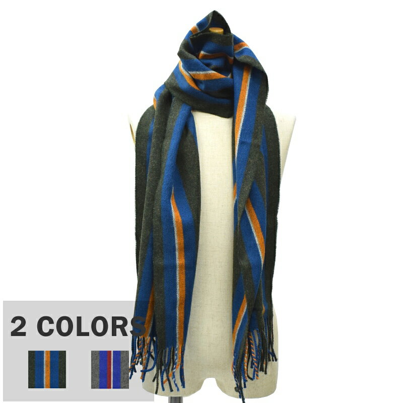 【2 COLORS】GLEN PRINCE(グレンプリンス) 【MADE IN ENGLAND】 STRIPE SCARF(イギリス製 ストライプ スカーフ/マフラー) LAMB WOOL(ラムウール)