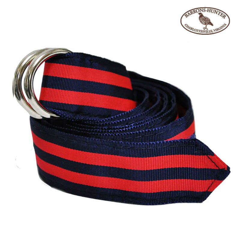 BARRONS HUNTER(バロンズハンター)【D-RING】DOUBLE RING RIBBON BELT(ダブルリングリボンベルト) NAVY/DOUBLE RED