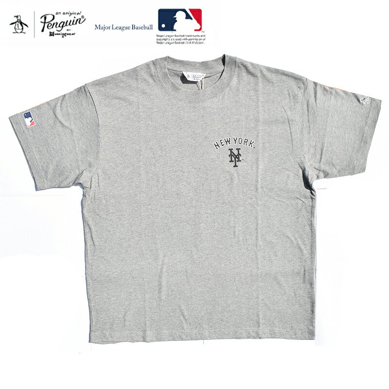 MLB(メジャーリーグベースボール) × MUNSINGWEAR(マンシングウェア) S/S PRINT T-SHIRTS(半袖 プリントTシャツ) NEWYORK METS (ニューヨークメッツ) 両面プリント