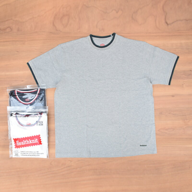 Rakuten - HEALTH KNIT(ヘルスニット) CREW-NECK S/S SEED STITCHES PACK T-SHIRTS(半袖 鹿の子 1枚パック リンガーTシャツ)