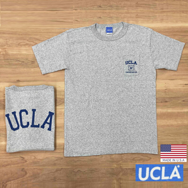 Rakuten - UCLA(ユーシーエルエー) 【MADE IN USA】 S/S C/N PRINT POCKET T-SHIRTS(アメリカ製 半袖クルーネック プリント ポケットTシャツ) OX GREY