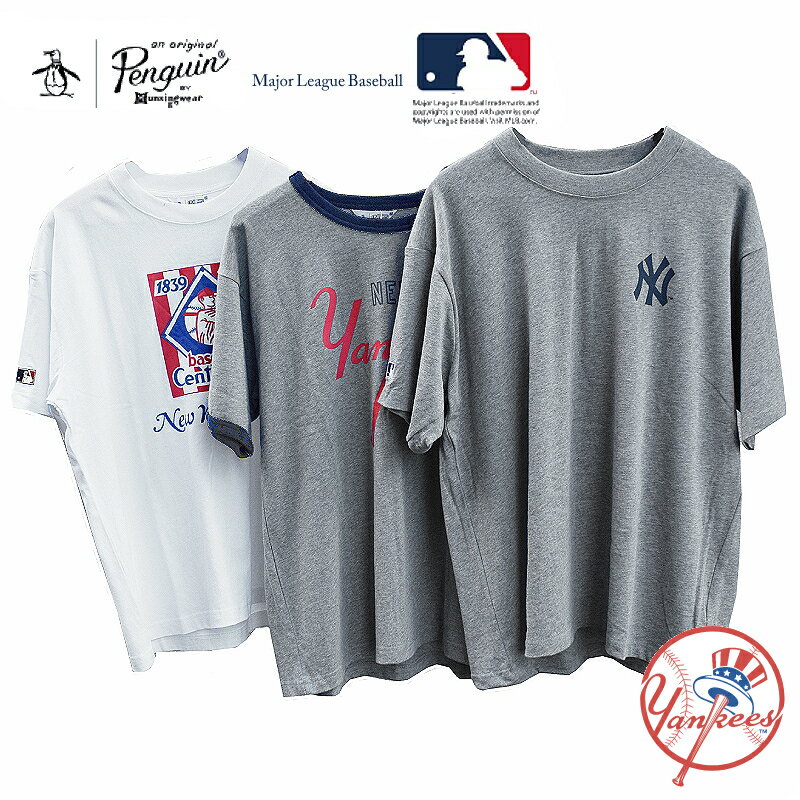 MLB(メジャーリーグベースボール) × MUNSINGWEAR(マンシングウェア) S/S PRINT T-SHIRTS(半袖 プリントTシャツ) NEWYORK YANKEES(ニューヨークヤンキース)