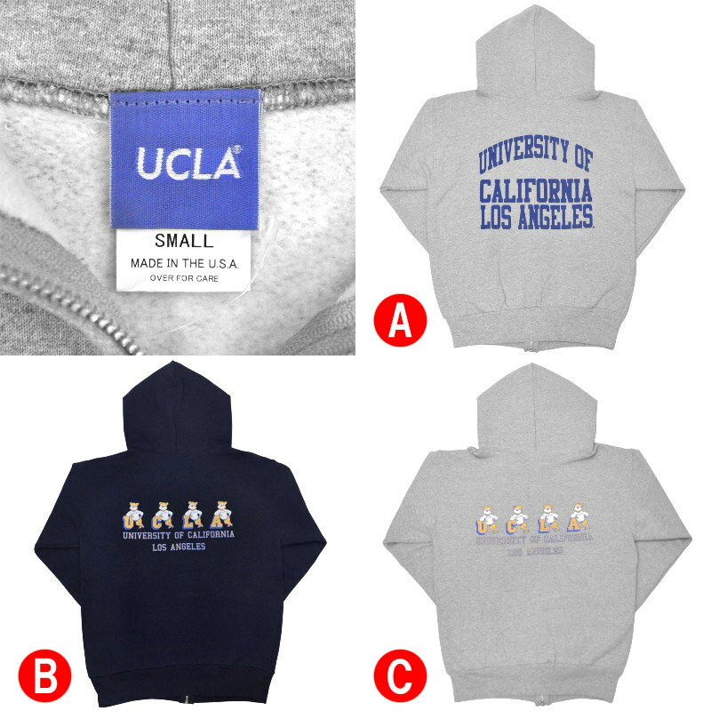 【3 COLOR】UCLA(ユーシーエルエー) 【MADE IN USA】 SWEAT ZIP UP PARKA(アメリカ製ジップアップパーカ)