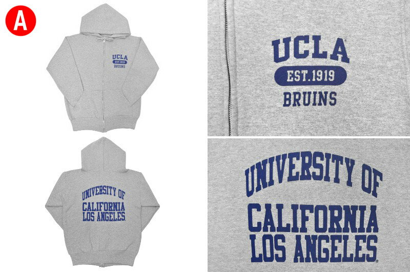 【3 COLOR】UCLA(ユーシーエルエー) 【MADE IN USA】 SWEAT ZIP UP PARKA(アメリカ製ジップアップパーカ)