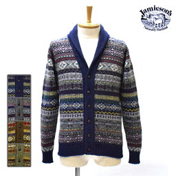 【4 COLORS】JAMIESON'S(ジャミーソンズ) SHAWL COLLAR FAIRISLE CARDIGAN(ショールカラーフェアアイル柄カーディガン)