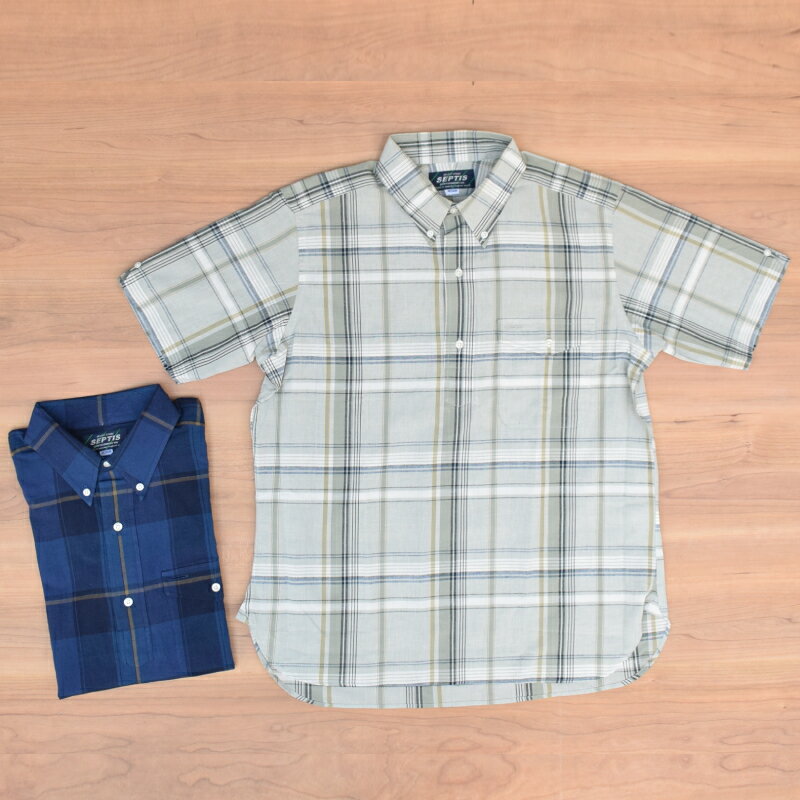 Rakuten - SEPTIS ORIGINAL(セプティズオリジナル) S/S IVY PULLOVER SHIRTS(半袖ボタンダウンアイビープルオーバーシャツ) COTTON / LINEN CHECK SHIRTS (リネン混紡チェックシャツ) 26SS