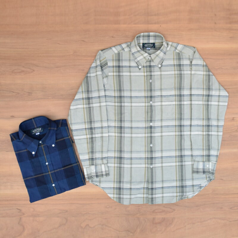 Rakuten - SEPTIS ORIGINAL(セプティズオリジナル) L/S B.D SHIRTS (長袖ボタンダウンシャツ) AUTHENTIC FIT(オーセンティックフィット) COTTON / LINEN CHECK SHIRTS (リネン混紡チェックシャツ) 26SS