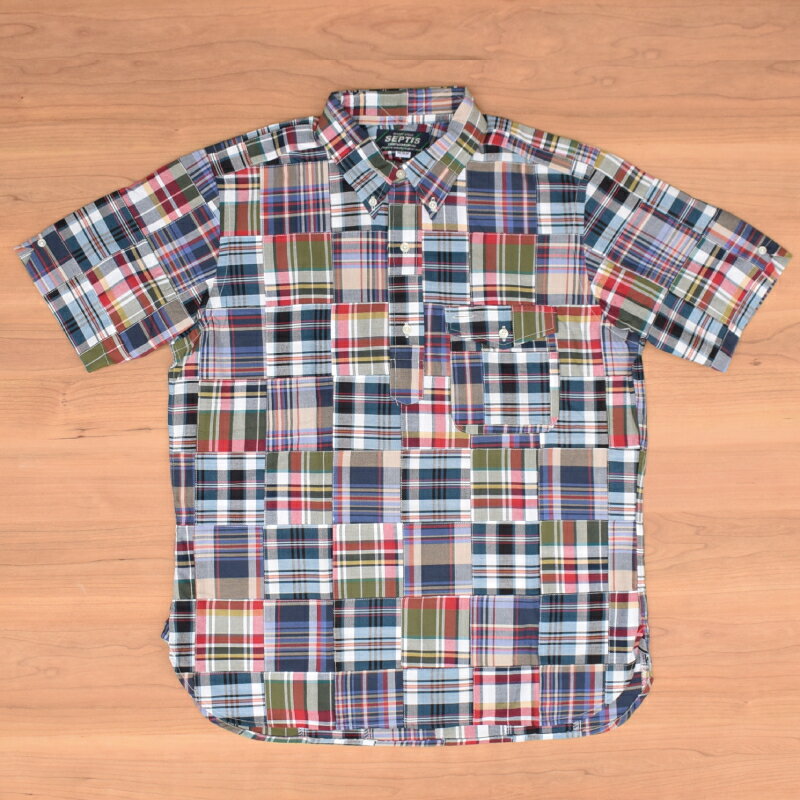 Rakuten - SEPTIS ORIGINAL(セプティズオリジナル) IVY PULLOVER SHIRTS(半袖ボタンダウンアイビープルオーバーシャツ) MADRAS PATCHWORK / MADRAS SHIRTS(マドラスパッチワークシャツ) 26SS