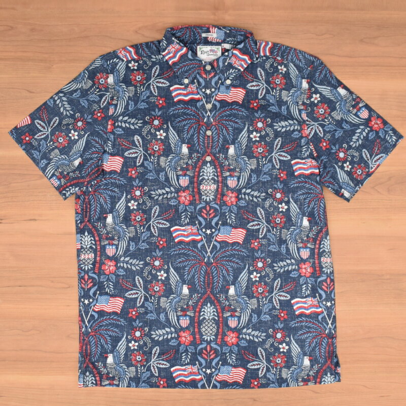 樂天商城 - REYN SPOONER(レインスプーナー) S/S B/D PULLOVER ALOHA SHIRTS(半袖プルオーバー アロハシャツ) 250th SUMMER COMMEMORATIVE（アメリカ独立記念モデル）NAVY