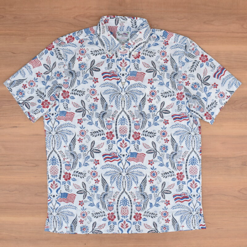 Rakuten - REYN SPOONER(レインスプーナー) S/S B/D PULLOVER ALOHA SHIRTS(半袖プルオーバー アロハシャツ) 250th SUMMER COMMEMORATIVE（アメリカ独立記念モデル）WHITE
