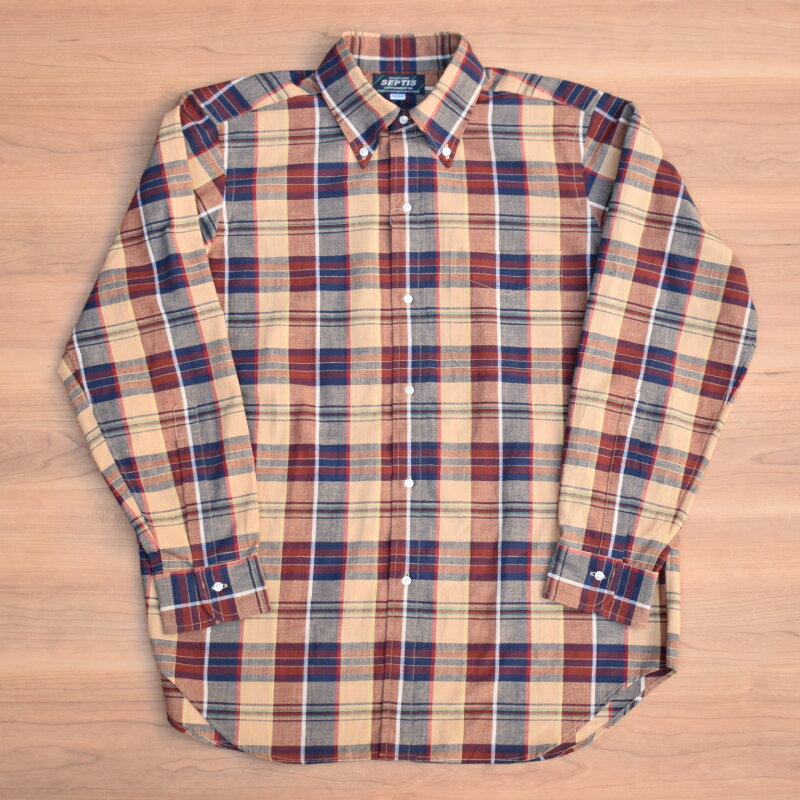 Rakuten - SEPTIS ORIGINAL(セプティズオリジナル) L/S B.D SHIRTS (長袖ボタンダウンシャツ) AUTHENTIC FIT(オーセンティックフィット) MADRAS SHIRTS / MADRAS CHECK (マドラスシャツ) 26SS BEIGE/NAVY/RED