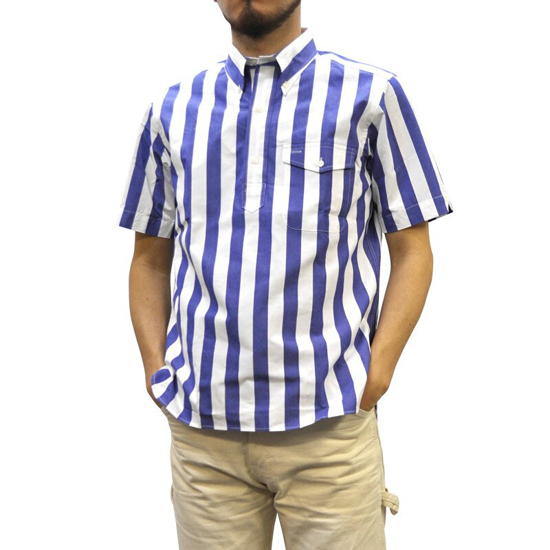 SEPTIS ORIGINAL(セプティズオリジナル) IVY PULLOVER SHIRTS(半袖ボタンダウンアイビープルオーバーシャツ) BOLD STRIPE "BEACH BOYS" ROYAL