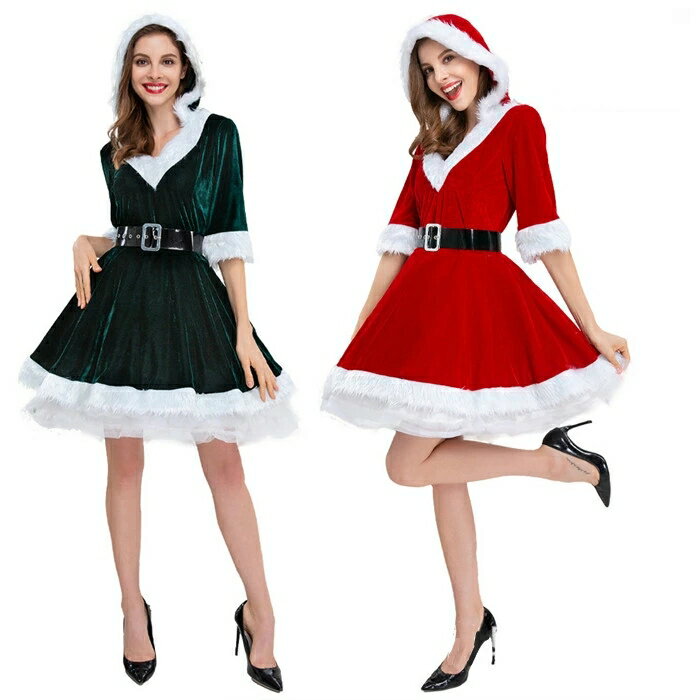 クリスマス 衣装 サンタ コスプレ レディース 服 サンタコス 女性用 仮装 クリスマスツリー コスチューム サンタドレス 安い　セクシー サンタクロース 仮装 緑 赤 ワンピース 大きいサイズ 可愛い イベント パーティー 舞台 新年会　送料無料！