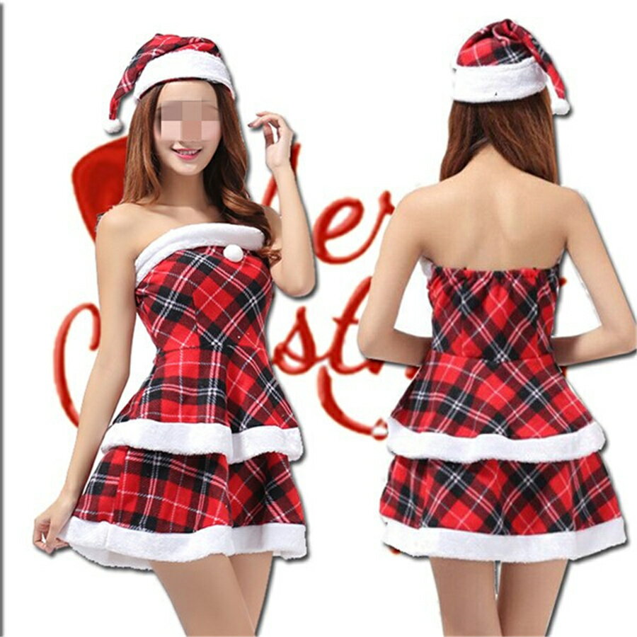 サンタ コスプレ クリスマス 衣装 服 チェック柄 2層フリル 仮装 レディース コスチューム セクシー サンタクロース サンタコス パーティー 大人 可愛い 忘年会【あす楽対応】 3