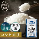 無洗米 コシヒカリ 5kg 富山県黒部産 一宮製法 令和4年 お米 米 お米 単一原料米 こしひかり 【39ショップ対応】【送料無料】【令和4年産】【北海道・沖縄県・離島送料必要】