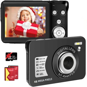 2.7K デジカメ デジタルカメラ デジカメ　子供　コンパクトカメラ「クリスマス」 4800万画素数 YouTubeカメラ 充電式 2.7インチ 16倍デジタルズーム 初心者向け ポケットカメラ 備用バッテリー付き 日本語説明書
