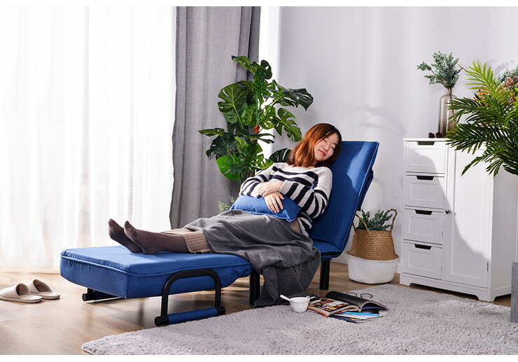 【ネービーブルー】 折りたたみソファー ソファベッド　1人掛け 省スペース　硬め