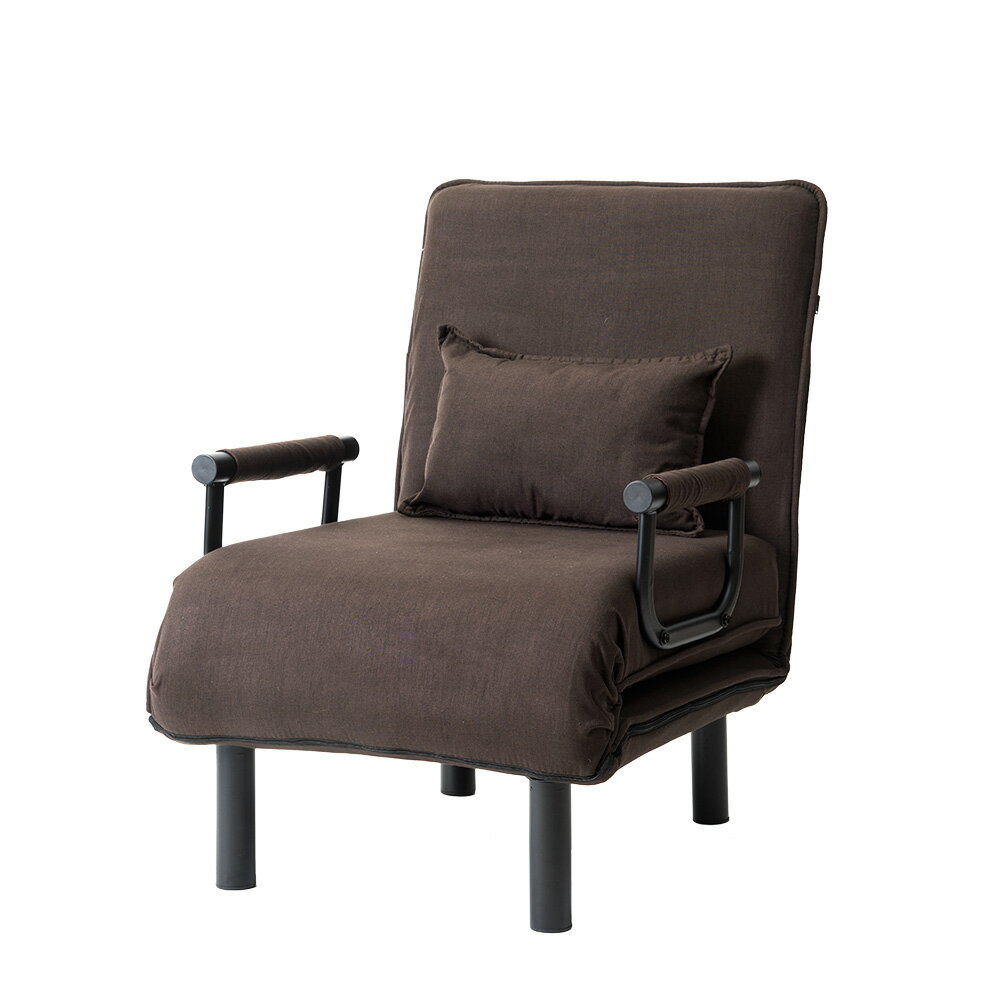 【ダークブラウン】 折りたたみソファー ソファベッド　1人掛け 省スペース　硬め