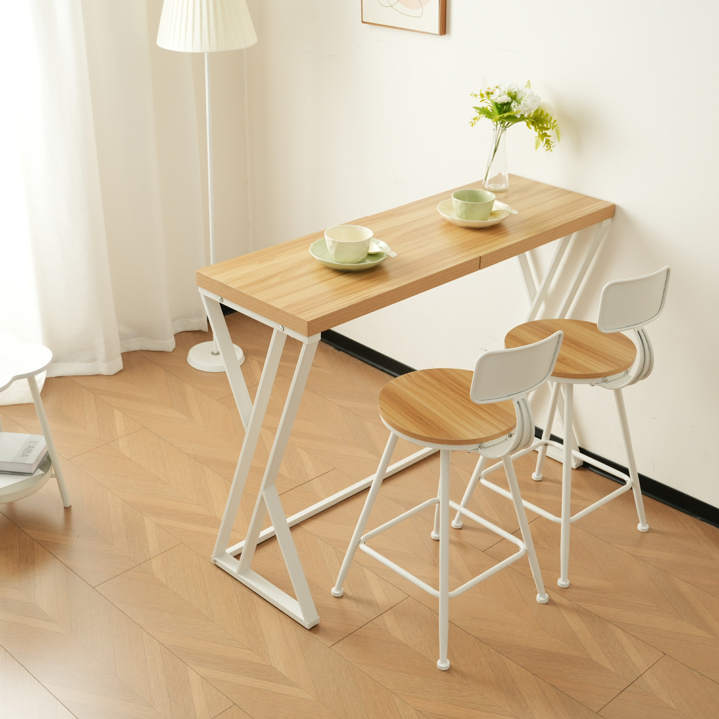 【ナチュラル】カウンターテーブルセット ダイニングセット 3点 ダイニング3点セット ハイチェア 椅子 いす 2人用 2人掛け 無垢材 ダイ