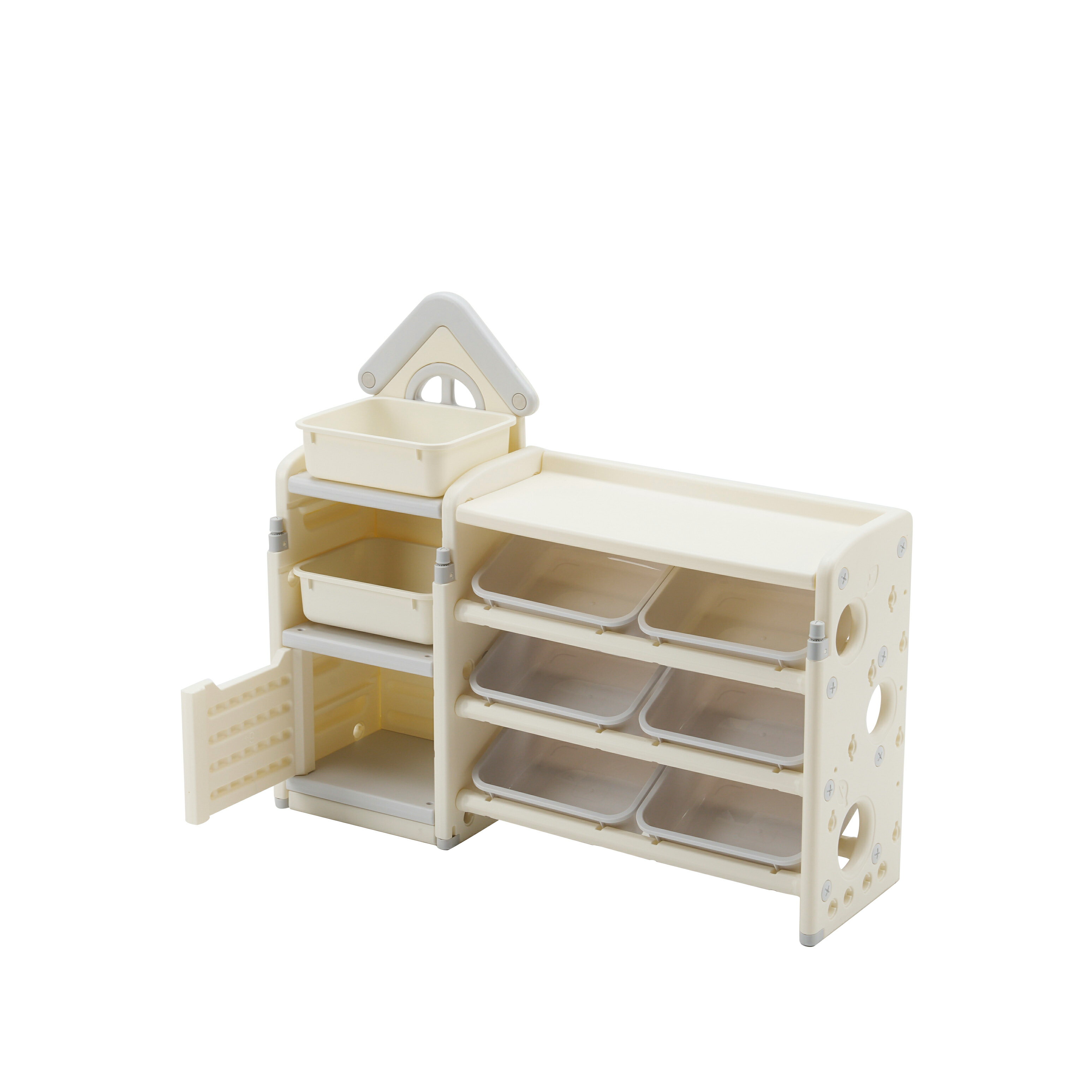 おもちゃ 収納 ラック 3段 棚 おもちゃ箱 おもちゃ収納3段ラック 絵本棚 スリム グレー+ホワイト オモ..