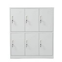 ロッカー スチールロッカー オフィスロッカー 6人用 ホワイト 鍵付き シリンダー錠 スペアキー付 名指し枠 ハンガーパイプ 取り外し