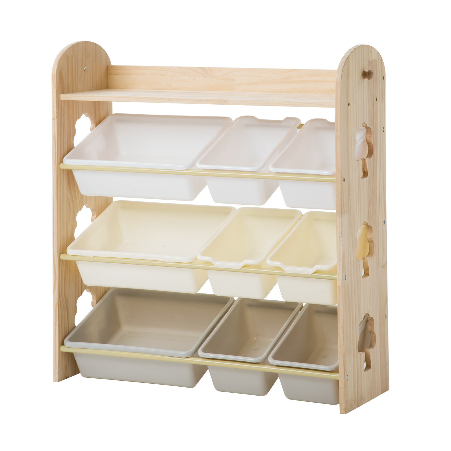 【値上げ予定　12月16日～】【人気商品】おもちゃ収納4段ラック 子ども用家具　天然木