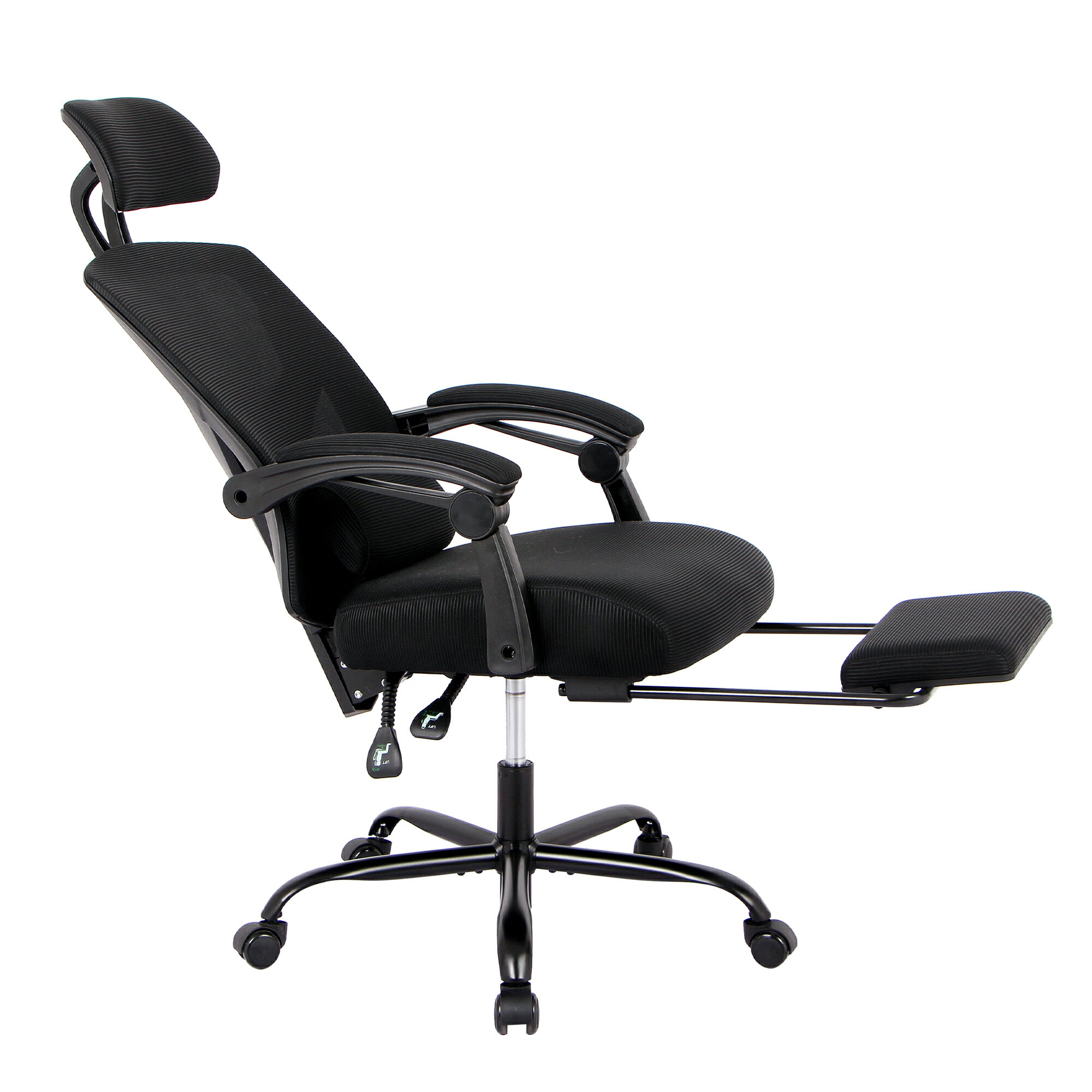 【新品登場】オフィスチェア 事務所チェア リクライニング機能 足載せ付き ロッキング機能 メッシュタ..