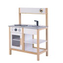 おままごとキッチン 木製 誕生日 台所 調理器具付 食材 知育玩具 コンロ ミニキッチン おもちゃキッチン【ホワイト】