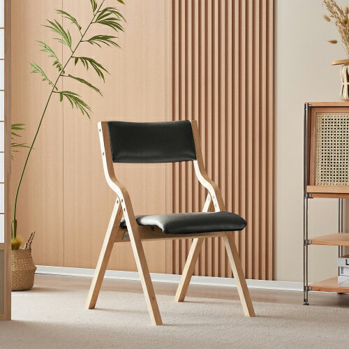 ブラック　ダイニングチェア PU 木製 椅子 完成品 介護チェア イス 折りたたみチェア カバー洗える　7..